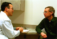 Practitioner talking with a patient