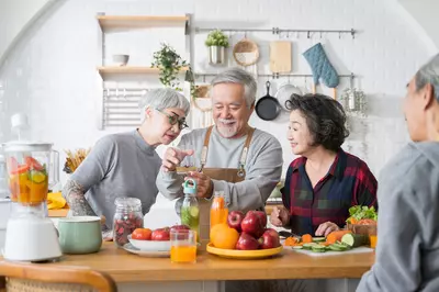 elderly people cooking 