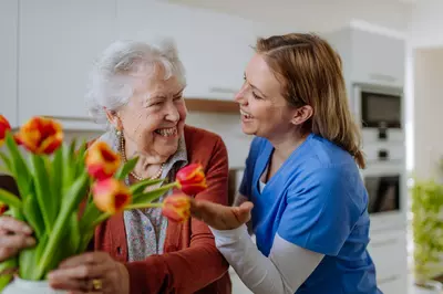 elderly woman and a nurse