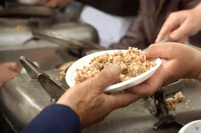 hands holding plate of food