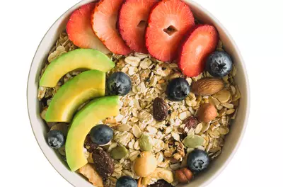 Bowl of granola with fruit